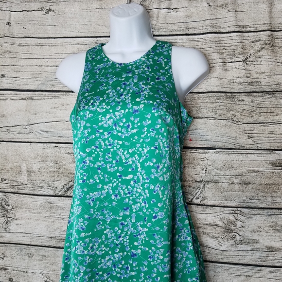 Banana republic Green Asymmetric Hem Dress Size 0 Petite.Pit to pit approx:  1 - Picture 5 of 12
